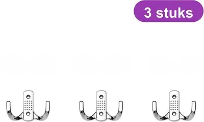 Produktbild von Wandhaken Set 3-tlg. Doppelhaken aus Metall Grau