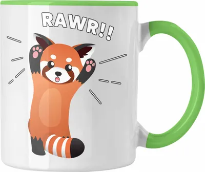 Produktbild von Trendation - Roter Panda Tasse Rawr Kinder Geschenkidee für Jungs Mädchen Lustige Grafik (Grün)