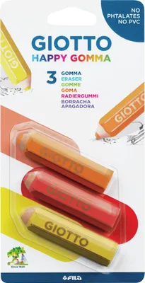 Produktbild von Giotto Happy Gomma, Mehrfarbig, Erwachsene & Kinder, Sichtverpackung, 3 Stück(e)