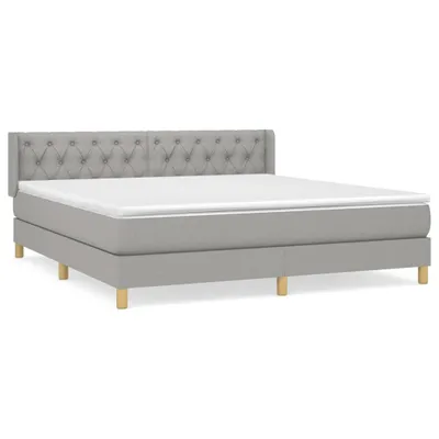 Produktbild von Boxspringbett mit Matratze Hellgrau 160x200 cm Stoff