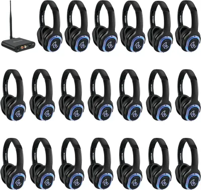Obrázok produktu pre Retekess TA004 Silent Disco Starter Kit, bezdrôtové slúchadlá pre TV, 200M, HIFI kvalita zvuku, 20 slúchadiel, sada slúchadiel na párty