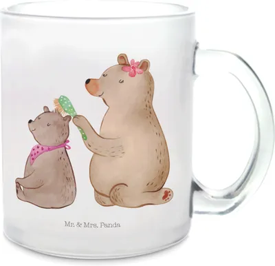 Produktbild von Mr. & Mrs. Panda Pott Bär Kind - Transparent - Geschenk, Teetasse, Mutter, Mama, Muttertag, Haferl, Trinkglas, Tee Tasse, Teeglas
