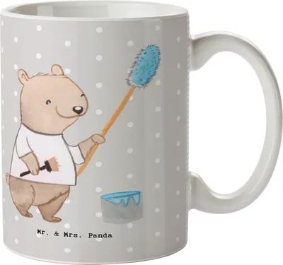 Produktbild von Mr. & Mrs. Panda Tasse Maler Herz - Grau Pastell - Geschenk, Malerbetrieb, Tapezieren, Trinkbecher, Malermeister, haferl, Kaffeebecher, Becher, Kaffeetasse, Renovieren