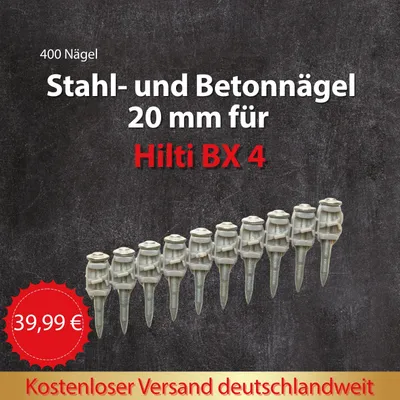 Produktbild von 400 Stück Hochleistungsnagel für Stahl und Beton wie Hilti X-P 20 B4 MX