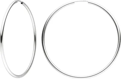Produktbild von Paar Creolen 48x1,8mm aus 925 Silber Ohrringe rund glänzend rhodiniert Damen