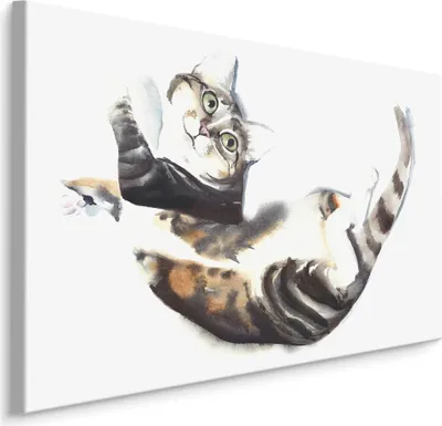 Produktbild von Fabelhafte Canvas LEINWAND BILDER 90x60 cm XXL Kunstdruck Tiere Katze Gemalt Aquarell