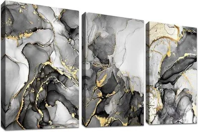 Immagine prodotto di Quadro su tela con cornice in legno - decorazione moderna - 1 pezzo - grigio, bianco, oro - 120 x 60 cm