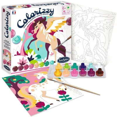 Produktbild von Acrylmalerei, SENTOSPHERE Colorizzy, Malen nach Zahlen, Einhorn Design, Für junge Künstler ab 8 Jahren