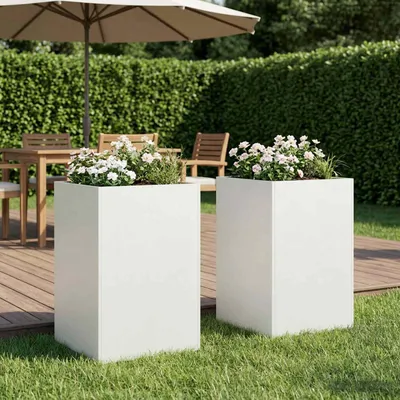 Image de Maison Exclusive - Lot de 2 pots de jardin, blanc, 40 x 40 x 75 cm