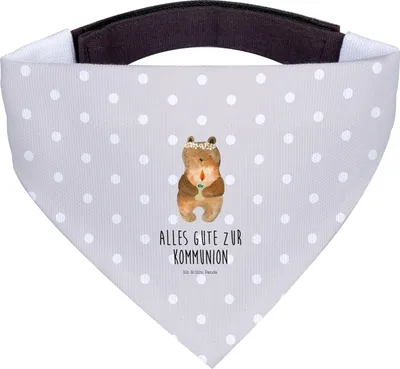 Produktbild von Mr. & Mrs. Panda Tuch Bär Kommunion - Grau Pastell - Geschenk, Hunde Halstuch, Katholisch, Für, Gottes Segen, Hundehalstuch, Hund, Taufkerze, Teddy, kleines