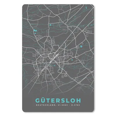Produktbild von MuchoWow® Mauspad Mousepad Stadtplan - Karte - Gütersloh - Blau - Deutschland - Karte 40x60 cm - Mousepads - Maus Mat - Pad - Mausunterlage - Schreibtisch Accesoire