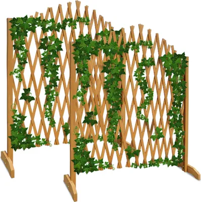 Produktbild von 2er Set Rankgitter Gartenzaun bis 200cm ausziehbar faltbar Garten Balkon Spalier Rankhilfe Holzzaun Pflanzengitter