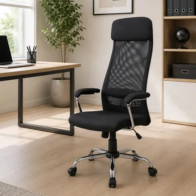 Produktbild von Bürostuhl Dartic, Präsidentensessel mit Armlehnen, Ergonomischer Bürostuhl, 65x65h126/136 cm, schwarz