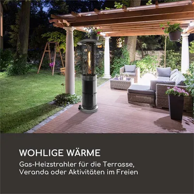 Image de Blumfeldt Chauffage Exterieur Terrasse, Parasol Chauffant Gaz Exterieur, Appareil Chauffage Extérieur, Radiateur Exterieur, Champignon Chauffant a Gaz, Allumage Electrique, Chauffe Gaz, Roulettes