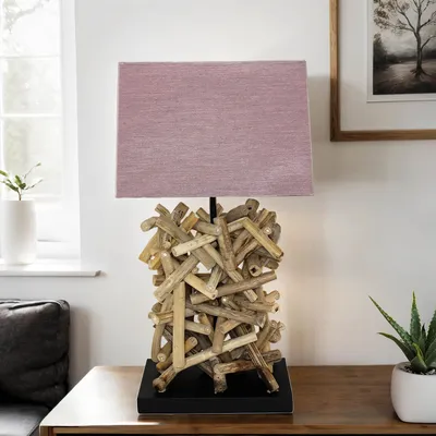 Produktbild von Design Tischleuchte Treibholz Stoffschirm dekorativ Handarbeit Unikat Tischlampe Wohnzimmer Schlafzimmer