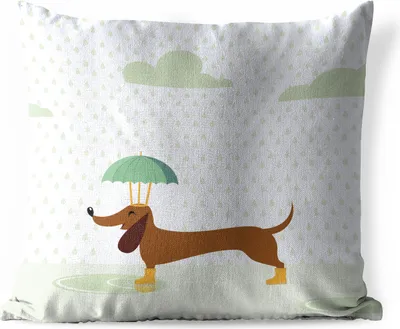 Produktbild von MuchoWow® Outdoor Kissen - Herbst - Illustration - Hund - 45x45 cm - Wetterfest - Lounge Kissen - Fotokissen - Dekoratives Kissen