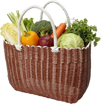 Produktbild von Erntekorb - Aufbewahrungsbehälter - Einkaufen - Mit Griffen - 25x17x25 cm - Braun