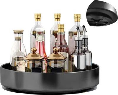 Produktbild von 360°Drehbarer Gewürzregal Organizer Gewürzregal Stehend Gewürzregal Ohne Bohren Lazy Susan aus Metall Stabil Gewürzhalter Organizer Drehteller Drehbares gewürzregal für Küche Tisch Arbeitsplatte