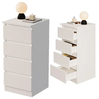 Image de Commode Blanc À Tiroirs Pour Chambre À Coucher Ou Salon, Style Loft Contemporain, 90 Cm