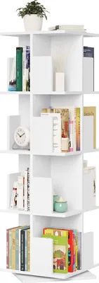 Produktbild von EUGAD drehbares Bücherregal, Dekoregal mit 4 Ebenen, MDF, Weiß, 40x129x40cm