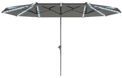 Image de Parasol de terrasse, protection UV, éclairage LED solaire, gris