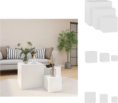 Produktbild von vidaXL Beistelltische 3-tlg. Weiß Holzwerkstoff - Beistelltische
