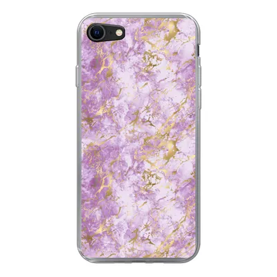 Produktbild von MuchoWow® Handyhülle Schutzhülle Hülle für iPhone 7 Gold - Marmor - Muster - Lila Silikon Softcase Handy Hülle - Kartenhalter