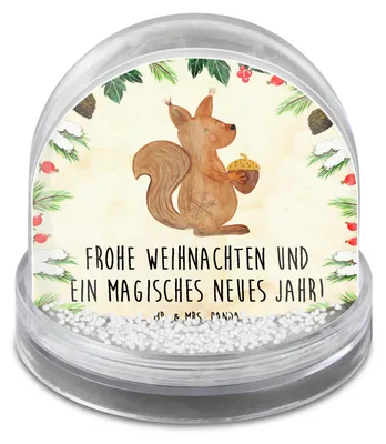 Produktbild von Mr. & Mrs. Panda Schneekugel Weihnachten Eichhörnchen Weihnachten - Naturpapier - Geschenk, Neujahr, Weihnachts, Weihnachtsgruß, wohnaccessoire, schnee kugel, Frohe