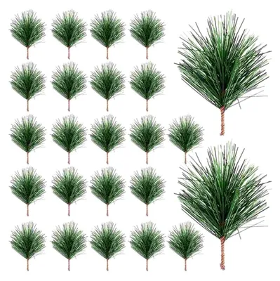 Produktbild von Künstliche Tannennadeln und Zweige für Weihnachtsdekoration, 24 Stück, Grün, 7 x 5 cm