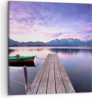 Produktbild von Bild auf Leinwand - Leinwandbild - See Berge Wasser - 50x50cm - Wand Bild - Wanddeko - Wandbilder - Leinwanddruck - Bilder - Kunstdruck - Wanddekoration - Leinwand bilder - Wandkunst - AC50x50-3671