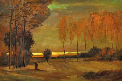 Produktbild von Vincent Van Gogh Kunstdruck Bild - Herbstlandschaft In Der Abenddämmerung, 1885 (120 x 180 cm)