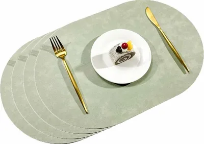 Produktbild von Tischsets Leder und Untersetzer, Platzsets Abwaschbar Rund Doppelseitig Anti-Rutsch Taschenleder Lederspitze Tischset