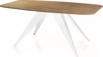 Produktbild von Ausziehbarer Esstisch im Loft-Stil - Industrieller Tisch mit Weißen Metallbeinen - Modernes Design für Wohnzimmer - 160 cm Ausziehbar auf 200 cm - Lefkas Eiche