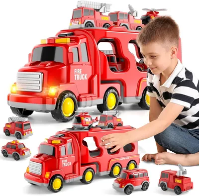 Produktbild von Feuerwehrauto 7-in-1, für Kinder 3 bis 6 Jahre, mit Licht und Sound, Spielzeug Lkw