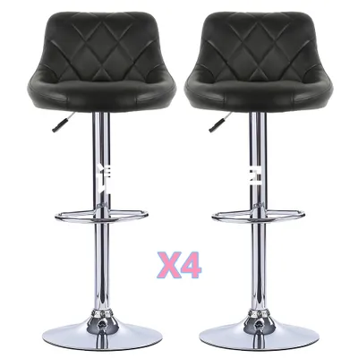 Produktbild von 8er Set Barhocker mit Lehne aus Kunstleder 360° drehbar höhenverstellbar - Barstuhl, Küchenhocker Schwarz