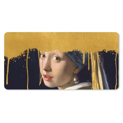 Produktbild von MuchoWow® Schreibtischunterlage Mädchen mit einem Perlenohrring - Gold - Vermeer 80x40 cm - XXL Mauspad - Gaming Mauspad