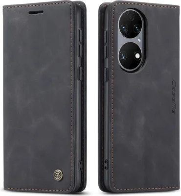 Image de Huawei P50 Case, RetroPolyuréthaneLeather Case with Stand Function for Huawei P50 black
