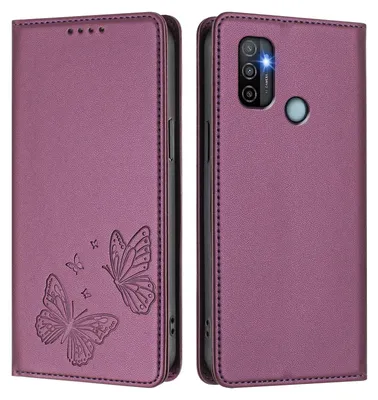 Image de Étui en cuir pour Oppo A11s/A32/A53 4G/A53s 4G/A32 2020, motif papillon, étui portefeuille à rabat avec support, violet