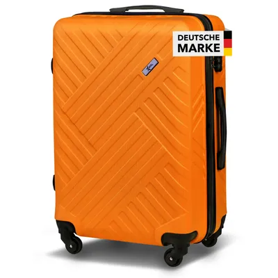 Produktbild von Xonic Design Reisekoffer mit Rollen 360° - ABS Hartschalen-Koffer Trolley mit Zahlenschloss in Handgepäck M-L-XL-Set (Neon Orange, L)