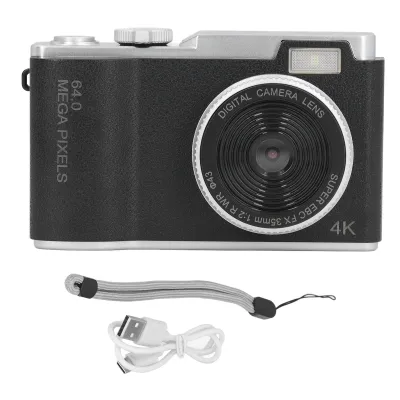 Obrázok produktu pre Digitálny fotoaparát 48 MP, 1080P, 16x zoom - Kompaktný fotoaparát s 2,4" displejom, stabilizáciou obrazu a funkciou selfie, prenosný na cesty - čierny