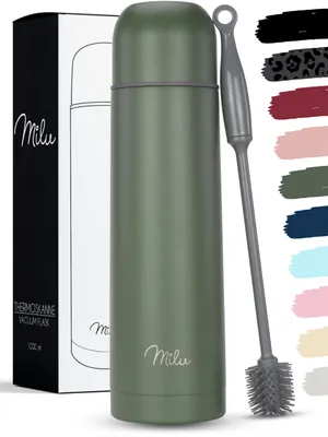 Thermosflasche 750 ml, Edelstahl, auslaufsicher, doppelwandig isoliert, olivgrün