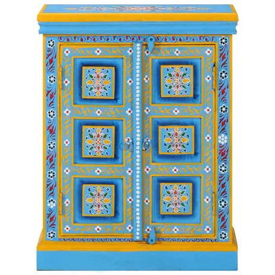 Image de vidaXL Buffet en bois massif de mangue turquoise peint à la main