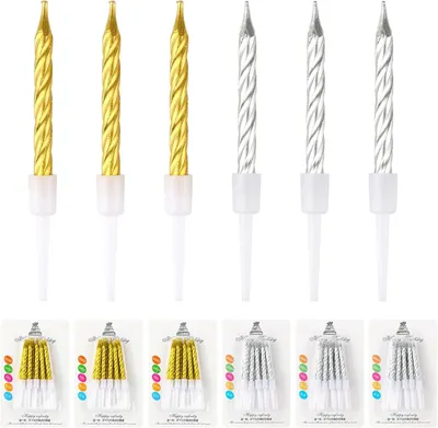 Produktbild von 60 Geburtstagskerzen, Spiral-Geburtstagskerzen mit Halterung, Kerzen für Geburtstage, Feiern, Weihnachten, Festlichkeiten