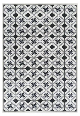 Produktbild von Küchenteppich, geometrisches Kilim-Motiv, gewebt, LYN11 N&B