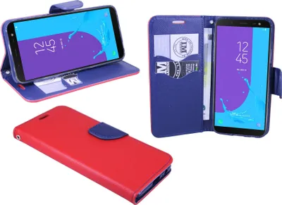 Obrázek produktu pro Samsung Galaxy J6 2018 pouzdro na mobilní telefon flipové pouzdro ochranné pouzdro na smartphone červené