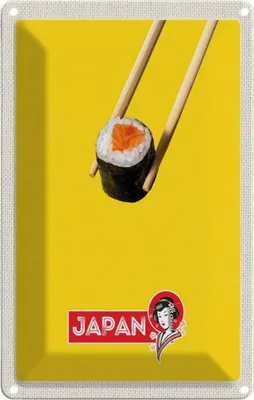 Produktbild von vianmo Blechschild 18x12 cm Japan Sushi Stäbchen Fisch Essen Bildmotiv Reisemotiv Abenteuer Reisen Urlaub