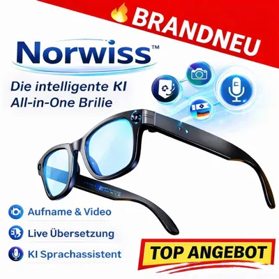Immagine prodotto di Norwiss™ Smart Glasses: occhiali Bluetooth con fotocamera, traduttore e assistente vocale AI: filtro luce blu