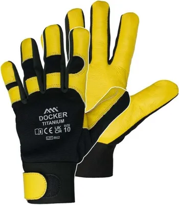 Produktbild von Arbeitshandschuhe Leder Montage Handschuhe Rindleder Gartenhandschuhe DOCKER TITANIUM 9