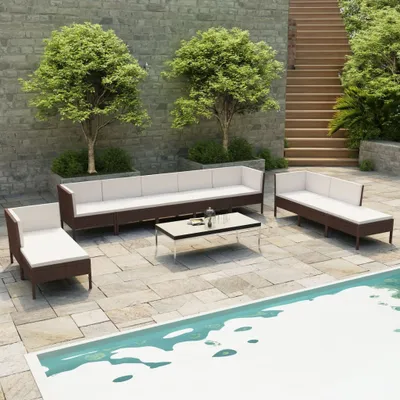 Produktbild von Möbel 10-tlg. Garten-Lounge-Set mit Auflagen Poly Rattan Braun - Balkonmöbel 3056973