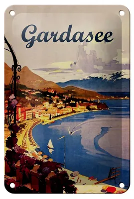Produktbild von Blechschild Reise 12x18 cm Gardasee Italien Strand Deko Schild